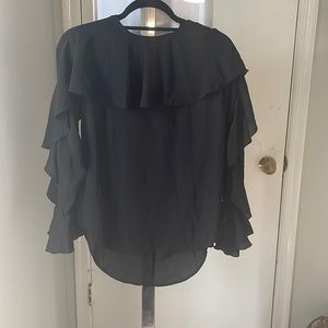 Black long sleeve ruffle top. Size small